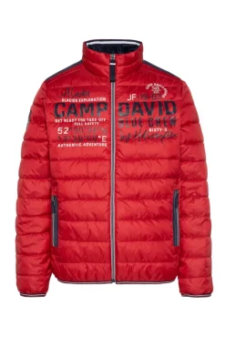 Herren CAMP DAVID & SOCCX Leichte Steppjacke mit Logo Prints und Tapes royal red