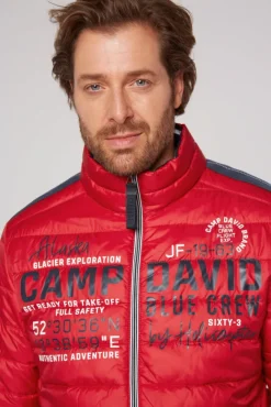 Herren CAMP DAVID & SOCCX Leichte Steppjacke mit Logo Prints und Tapes royal red