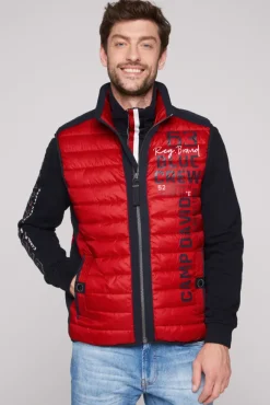 Herren CAMP DAVID & SOCCX Leichte Steppweste mit Softshell-Details royal red | 4XL
