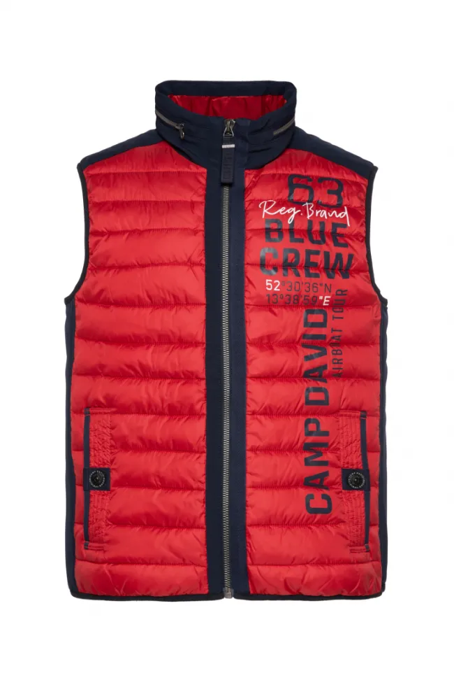 Herren CAMP DAVID & SOCCX Leichte Steppweste mit Softshell-Details royal red | 4XL