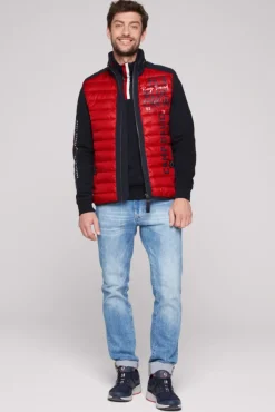 Herren CAMP DAVID & SOCCX Leichte Steppweste mit Softshell-Details royal red | 4XL