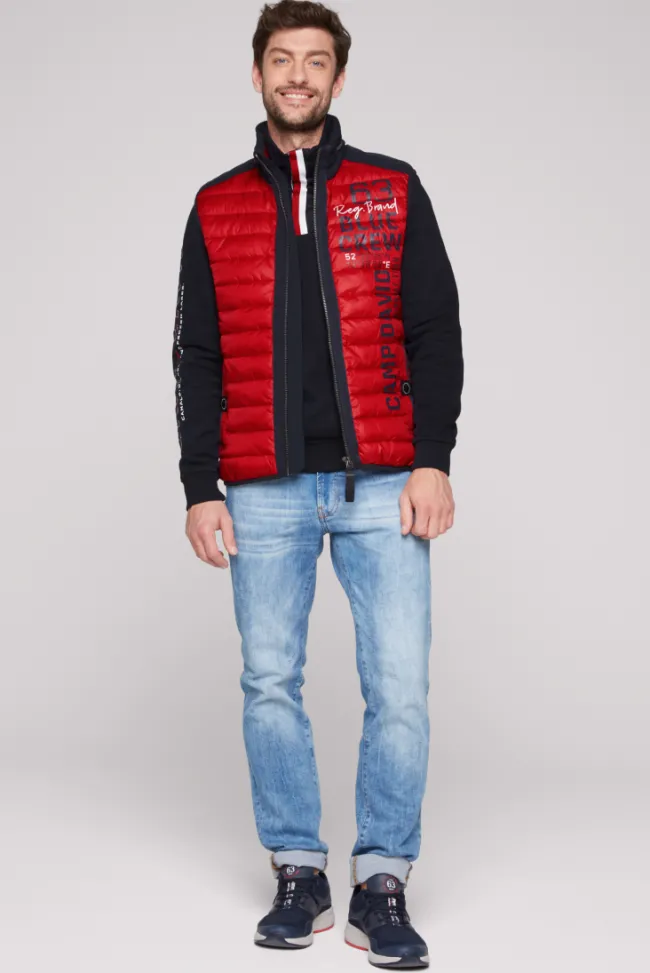 Herren CAMP DAVID & SOCCX Leichte Steppweste mit Softshell-Details royal red | 4XL