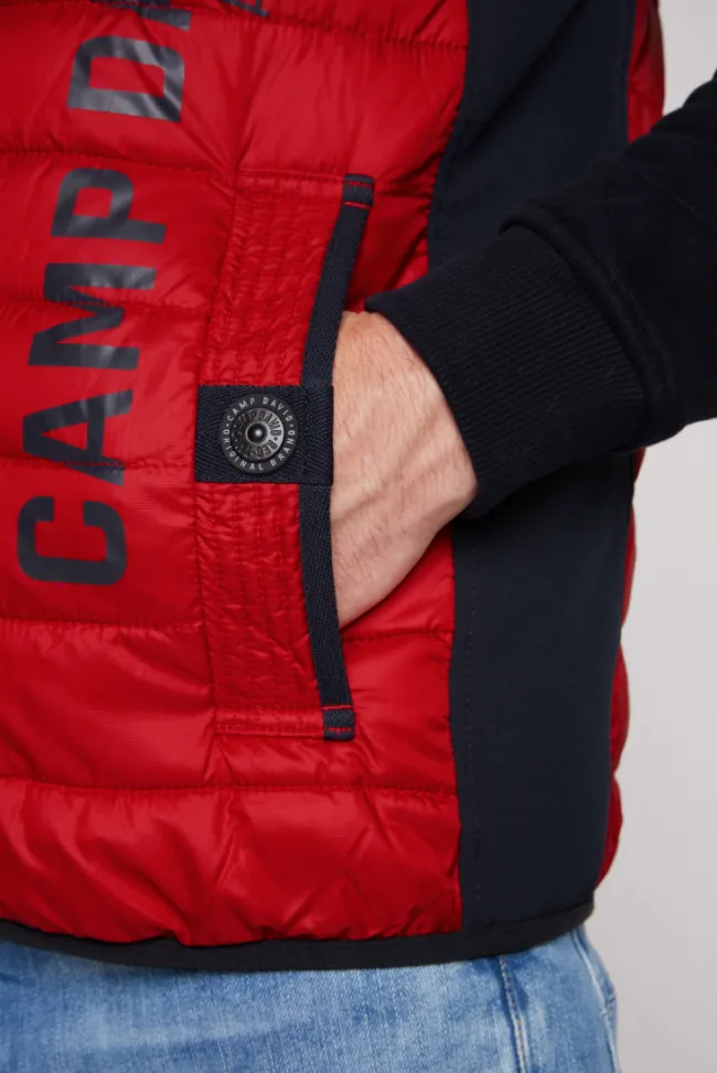 Herren CAMP DAVID & SOCCX Leichte Steppweste mit Softshell-Details royal red | 4XL