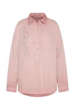Damen CAMP DAVID & SOCCX Longbluse Oil Dyed mit Logo aus Schmucksteinen rose blush