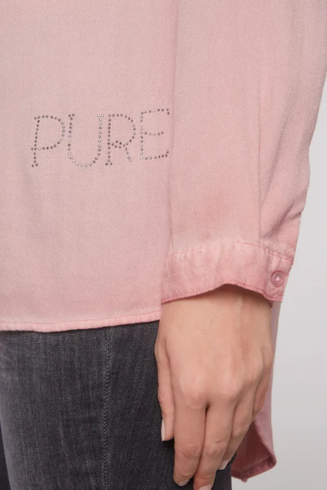 Damen CAMP DAVID & SOCCX Longbluse Oil Dyed mit Logo aus Schmucksteinen rose blush