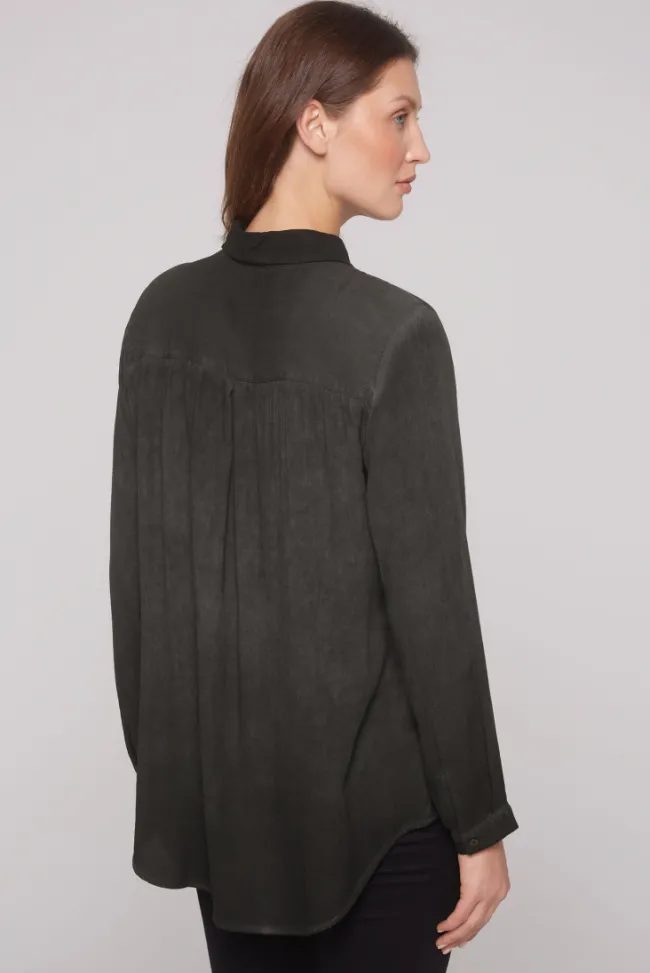Damen CAMP DAVID & SOCCX Longbluse Oil Dyed mit Logo aus Schmucksteinen