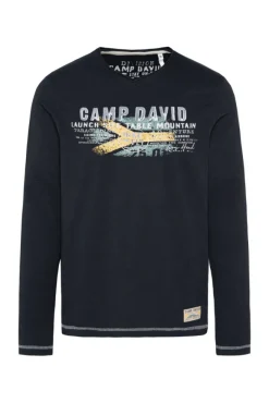 Herren CAMP DAVID & SOCCX Longsleeve mit Flockprint blue navy