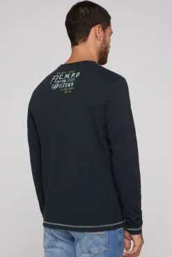 Herren CAMP DAVID & SOCCX Longsleeve mit Flockprint blue navy
