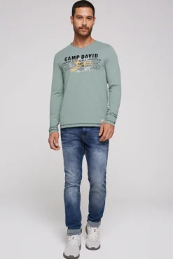 Herren CAMP DAVID & SOCCX Longsleeve mit Flockprint
