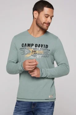Herren CAMP DAVID & SOCCX Longsleeve mit Flockprint