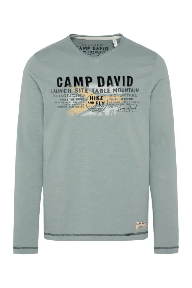 Herren CAMP DAVID & SOCCX Longsleeve mit Flockprint