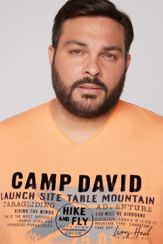 Herren CAMP DAVID & SOCCX Longsleeve mit Flockprint sunrise orange