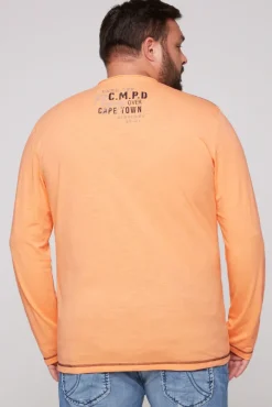Herren CAMP DAVID & SOCCX Longsleeve mit Flockprint sunrise orange