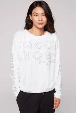 Damen CAMP DAVID & SOCCX Longsleeve mit Logo Prints und verstellbaren Elastiksaum