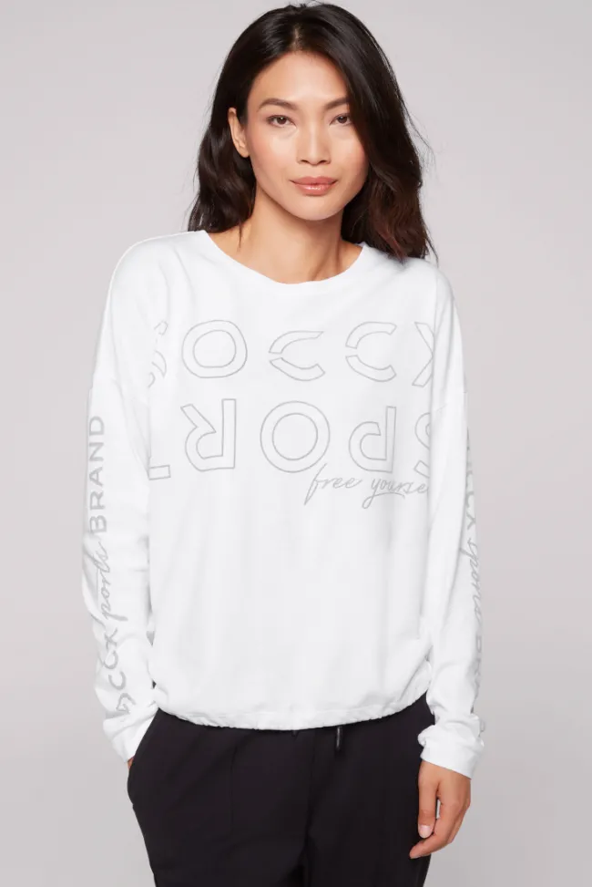 Damen CAMP DAVID & SOCCX Longsleeve mit Logo Prints und verstellbaren Elastiksaum