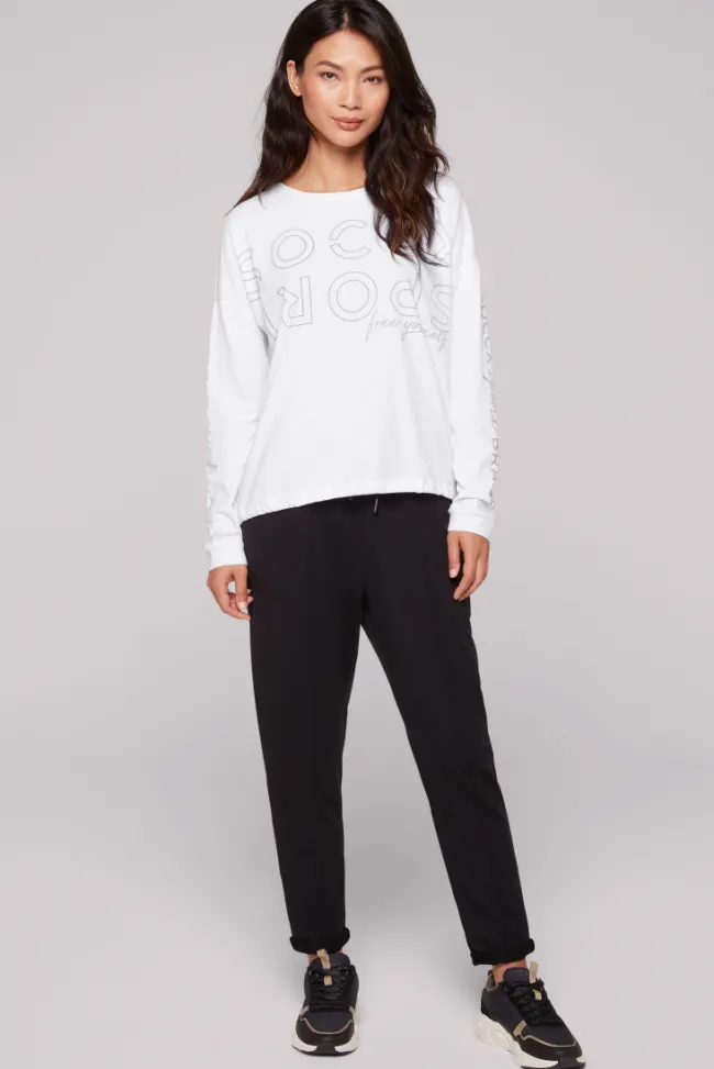 Damen CAMP DAVID & SOCCX Longsleeve mit Logo Prints und verstellbaren Elastiksaum