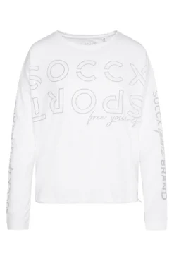 Damen CAMP DAVID & SOCCX Longsleeve mit Logo Prints und verstellbaren Elastiksaum
