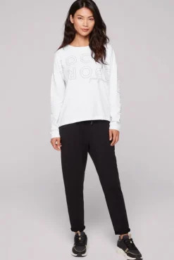 Damen CAMP DAVID & SOCCX Longsleeve mit Logo Prints und verstellbaren Elastiksaum