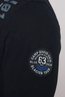 Herren CAMP DAVID & SOCCX Longsleeve mit Polokragen und Artworks blue navy