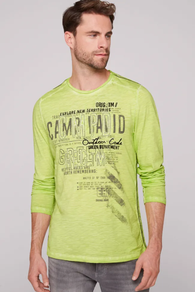 Herren CAMP DAVID & SOCCX Longsleeve mit Tapes und Logo-Applikationen poison ivy