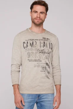 Herren CAMP DAVID & SOCCX Longsleeve mit Tapes und Logo-Applikationen fossil brown