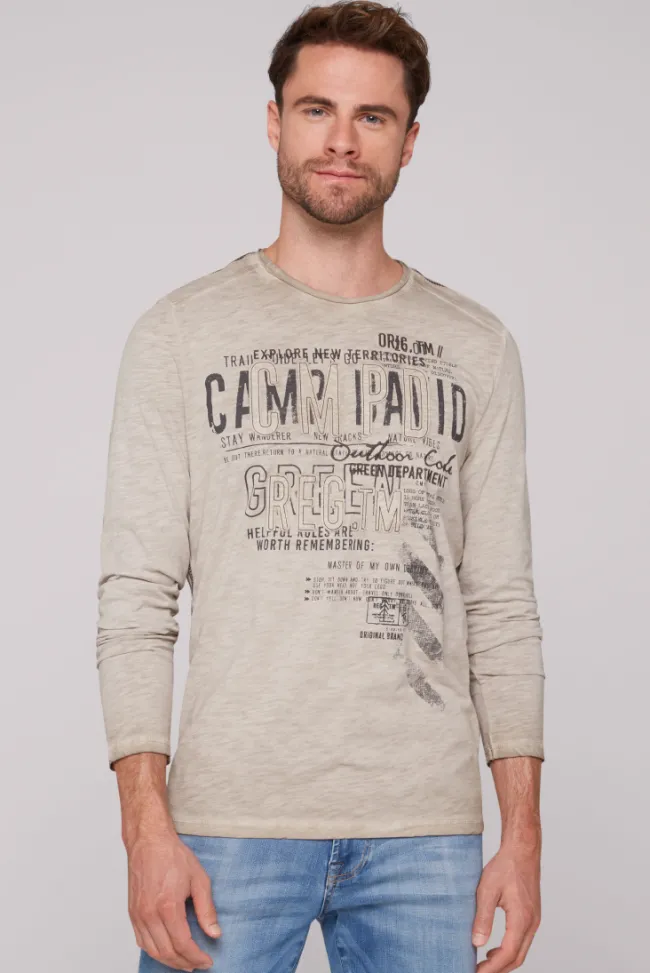 Herren CAMP DAVID & SOCCX Longsleeve mit Tapes und Logo-Applikationen fossil brown