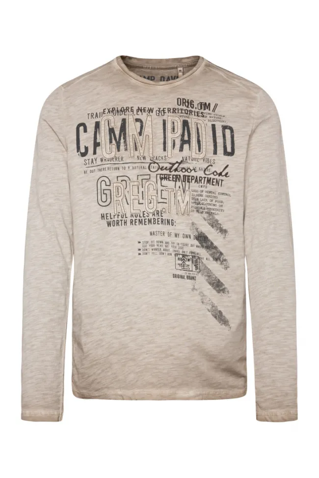 Herren CAMP DAVID & SOCCX Longsleeve mit Tapes und Logo-Applikationen fossil brown