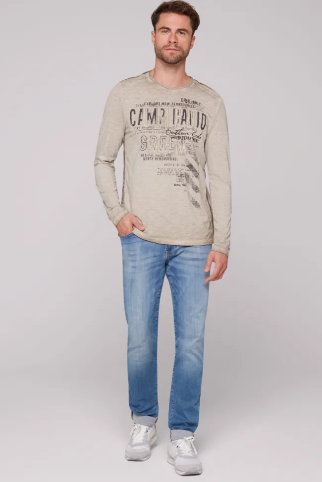 Herren CAMP DAVID & SOCCX Longsleeve mit Tapes und Logo-Applikationen fossil brown