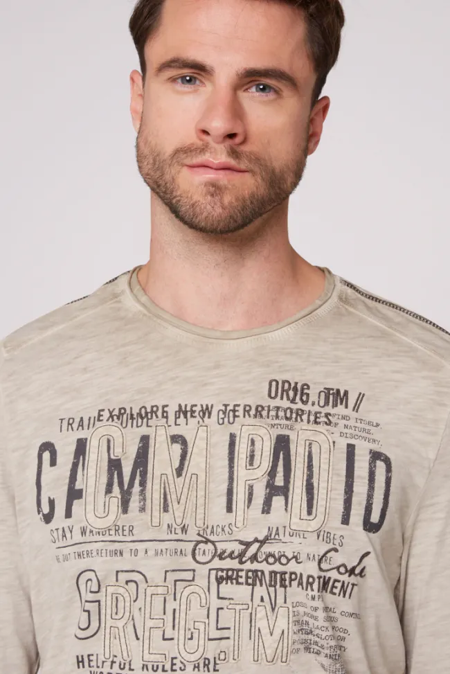 Herren CAMP DAVID & SOCCX Longsleeve mit Tapes und Logo-Applikationen fossil brown