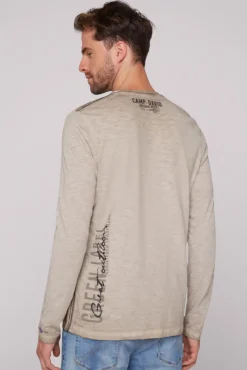 Herren CAMP DAVID & SOCCX Longsleeve mit Tapes und Logo-Applikationen fossil brown