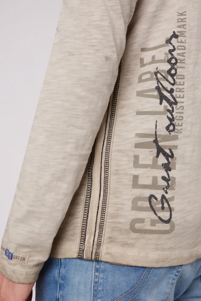 Herren CAMP DAVID & SOCCX Longsleeve mit Tapes und Logo-Applikationen fossil brown