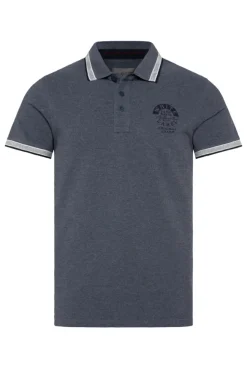 Herren CAMP DAVID & SOCCX Meliertes Poloshirt mit Two-Tone-Details blue navy melange