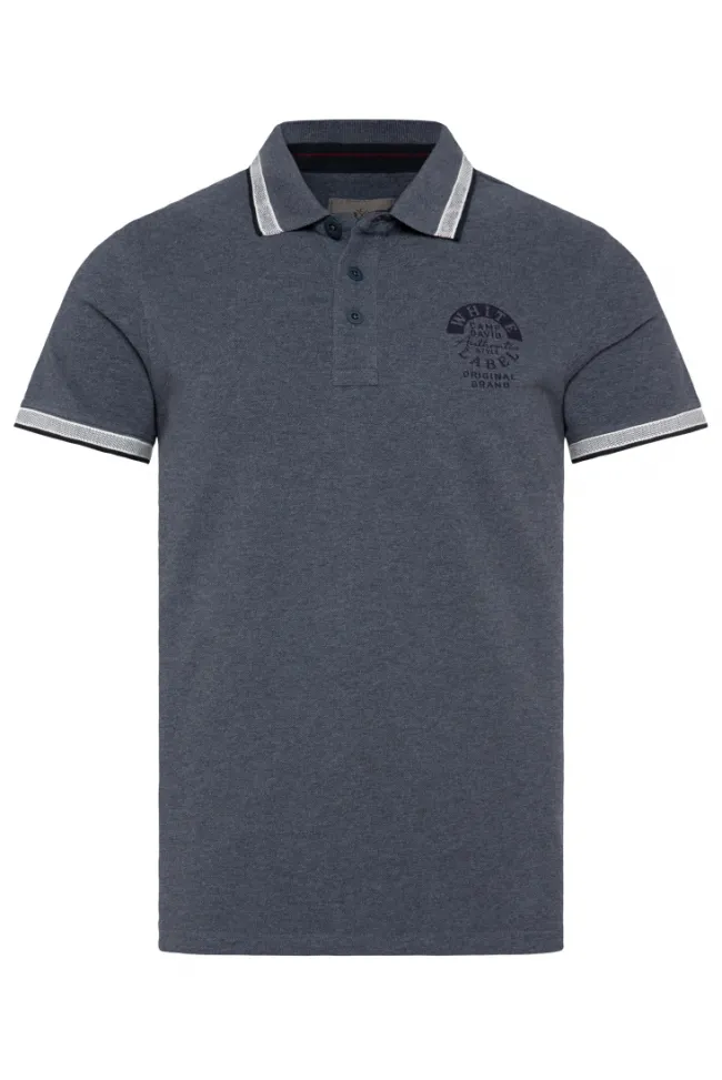Herren CAMP DAVID & SOCCX Meliertes Poloshirt mit Two-Tone-Details blue navy melange