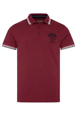 Herren CAMP DAVID & SOCCX Meliertes Poloshirt mit Two-Tone-Details burgundy melange