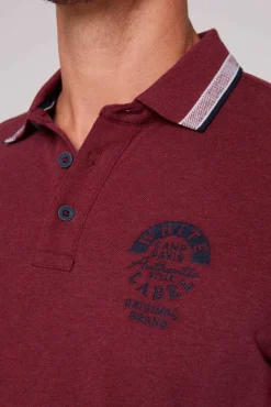 Herren CAMP DAVID & SOCCX Meliertes Poloshirt mit Two-Tone-Details burgundy melange