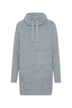 Damen CAMP DAVID & SOCCX Meliertes Strickkleid mit Rollkragen cold grey melange