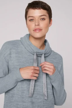 Damen CAMP DAVID & SOCCX Meliertes Strickkleid mit Rollkragen cold grey melange