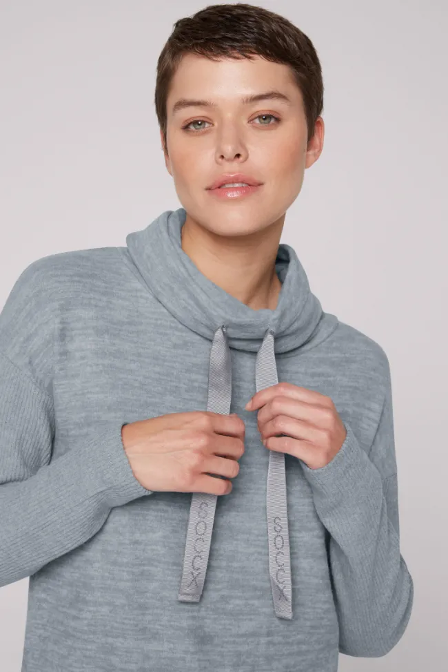 Damen CAMP DAVID & SOCCX Meliertes Strickkleid mit Rollkragen cold grey melange