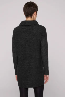 Damen CAMP DAVID & SOCCX Meliertes Strickkleid mit Rollkragen black melange