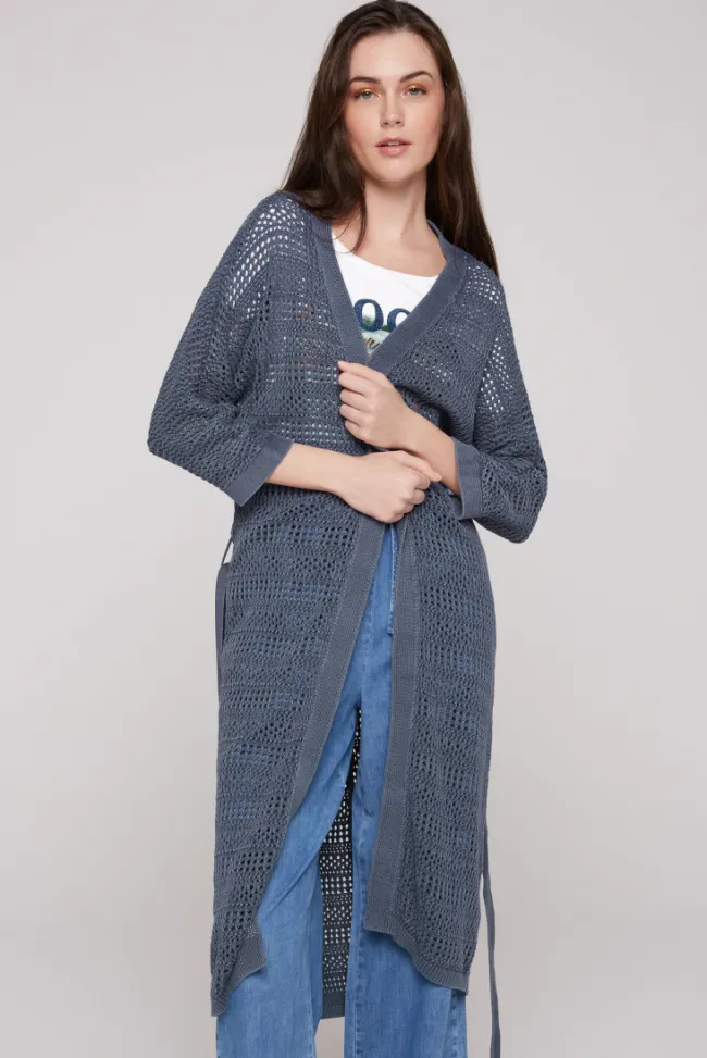 Damen CAMP DAVID & SOCCX Mesh-Cardigan mit Glitzerstein-Wording