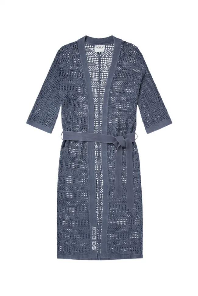Damen CAMP DAVID & SOCCX Mesh-Cardigan mit Glitzerstein-Wording