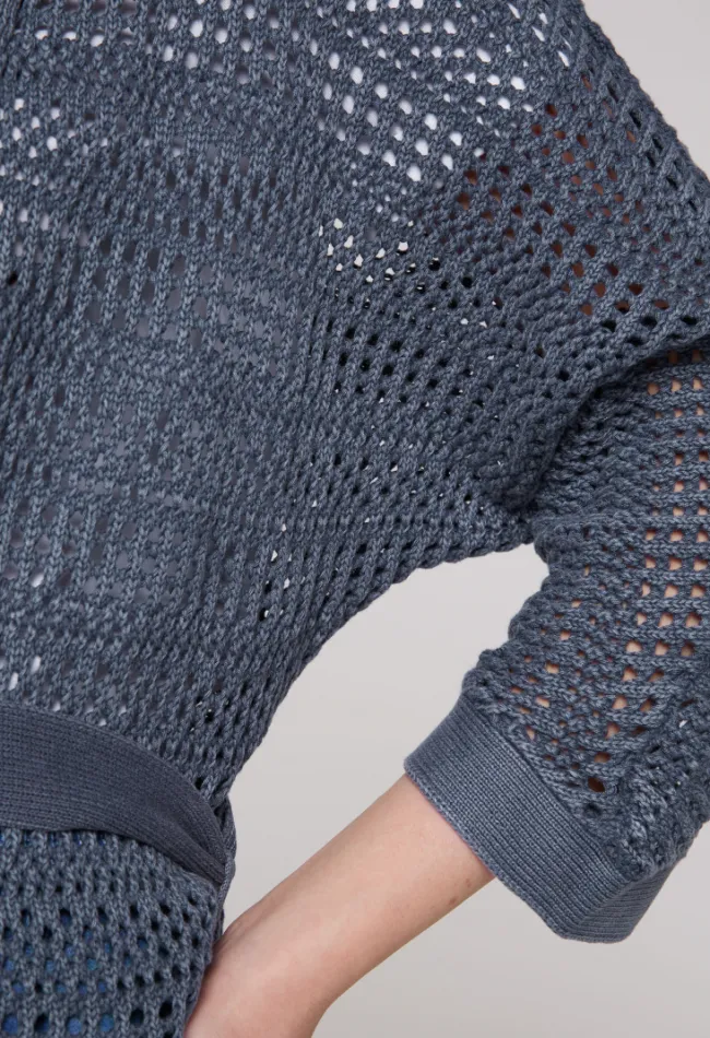 Damen CAMP DAVID & SOCCX Mesh-Cardigan mit Glitzerstein-Wording