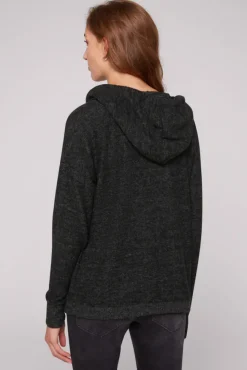 Damen CAMP DAVID & SOCCX Offener Kurz-Cardigan mit Kapuze black melange