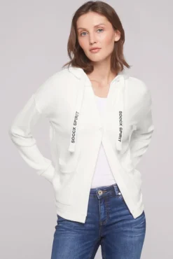 Damen CAMP DAVID & SOCCX Offener Kurz-Cardigan mit Kapuze