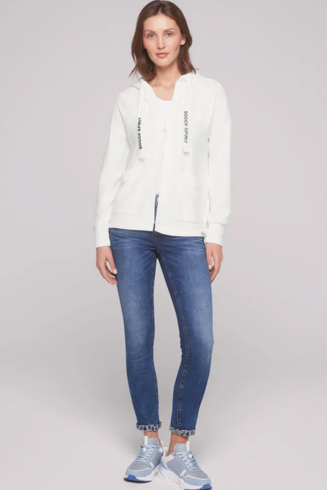 Damen CAMP DAVID & SOCCX Offener Kurz-Cardigan mit Kapuze