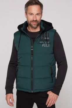 Herren CAMP DAVID & SOCCX Outdoorweste mit abtrennbarer Sweatkapuze deep green