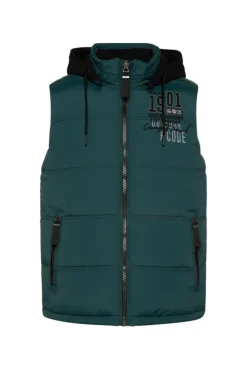 Herren CAMP DAVID & SOCCX Outdoorweste mit abtrennbarer Sweatkapuze deep green