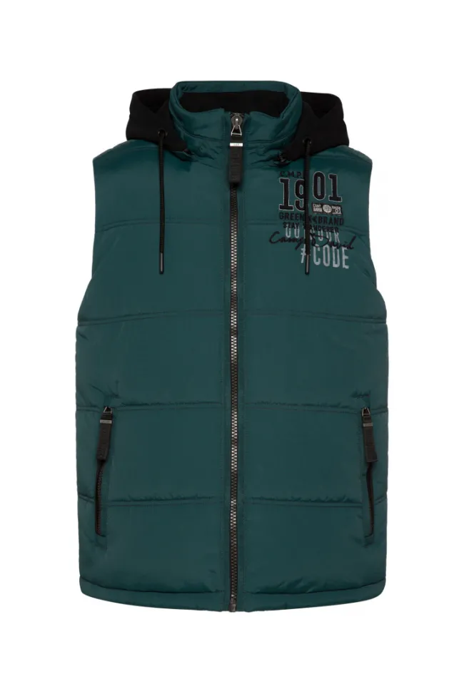 Herren CAMP DAVID & SOCCX Outdoorweste mit abtrennbarer Sweatkapuze deep green