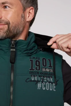 Herren CAMP DAVID & SOCCX Outdoorweste mit abtrennbarer Sweatkapuze deep green