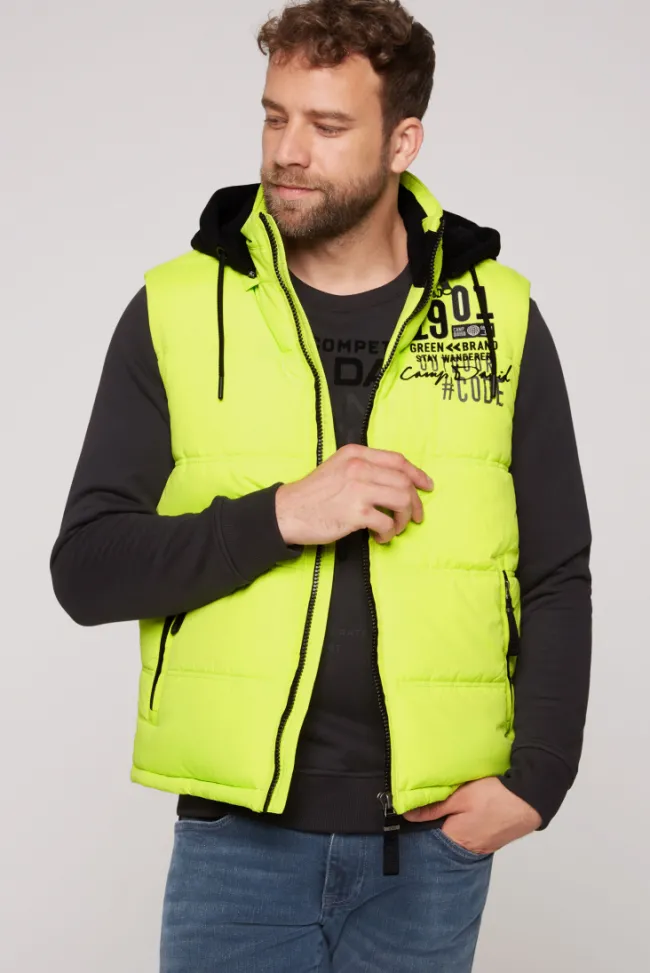Herren CAMP DAVID & SOCCX Outdoorweste mit abtrennbarer Sweatkapuze neon kiwi